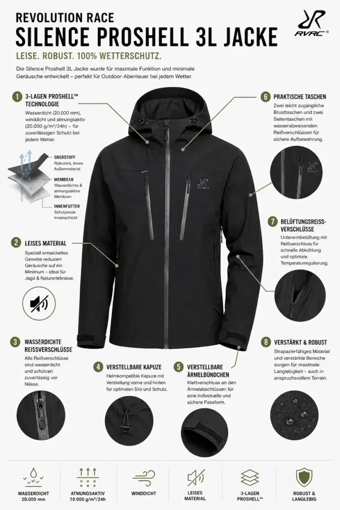 Revolution Race Silence Proshell 3L Jacke infografik2 Revolution Race Silence Proshell 3L Jacke Infografik2